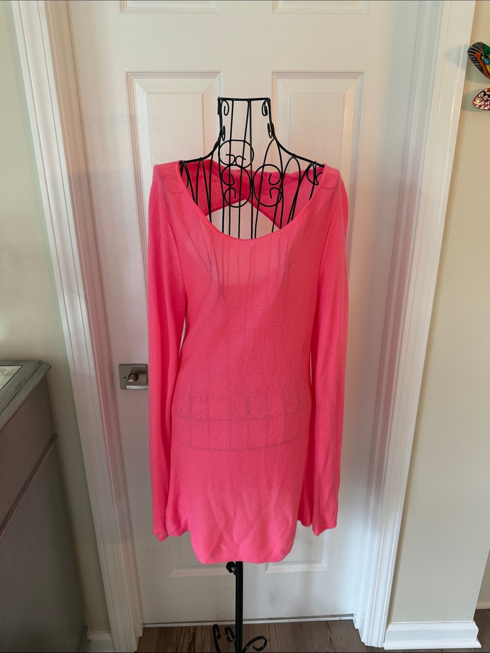 Lilly Pulitzer Bright Pink Long-Sleeve Scoop Neck Top